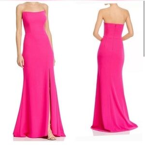 Aqua Strapless Fuchsia Gown